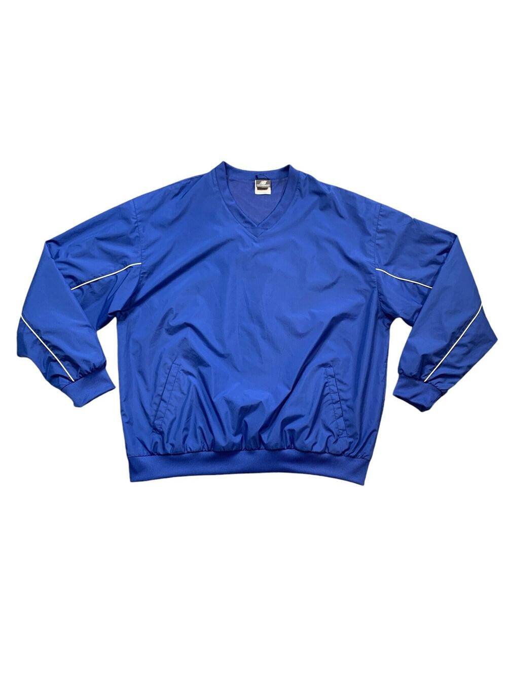 New Balance Jacket Mens 2XL Surf Blue Windbreaker V Neck Pullover‎ Double Lined